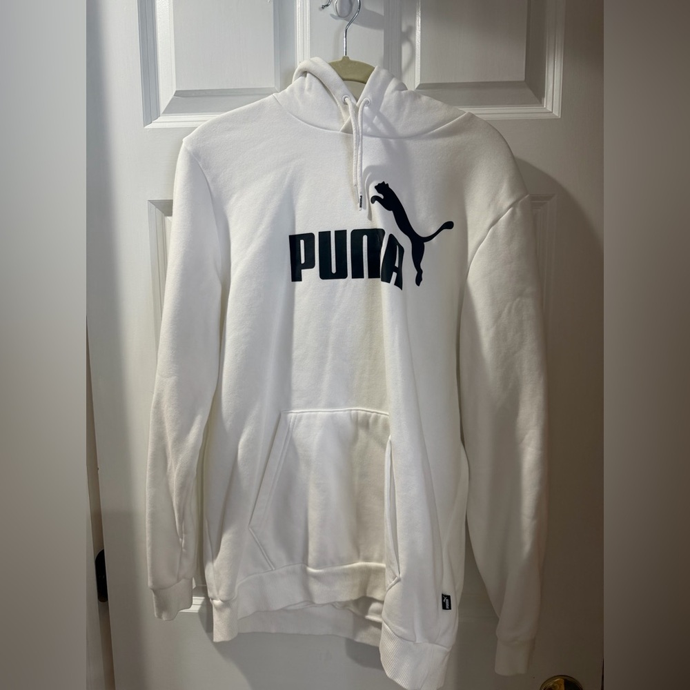 Puma Classic White Hoodie with Black Logo